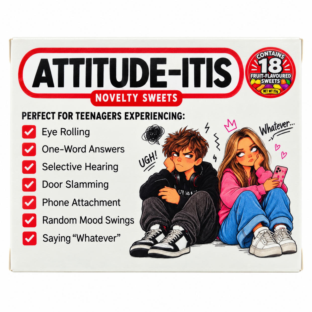 Attitude-Itis – Novelty Fruit-Flavoured Sweets Joke Pill Box, Gifts for Boys, Teenager Gifts for Girls, Gifts for Boys & Girls