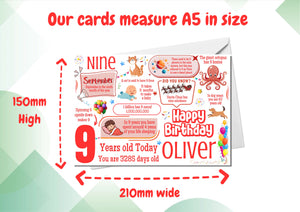 Personalised 9th Birthday Card for him, Son, Brother, Grandson, Nephew