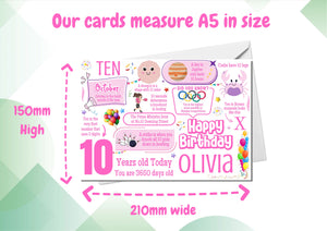 Personalised 10th Birthday Card for her, Daughter, Sister, Granddaughter, Niece