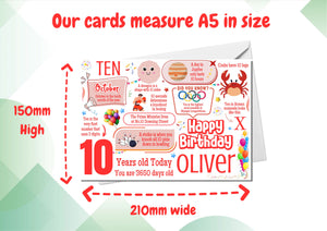 Personalised 10th Birthday Card for him, Son, Brother, Grandson, Nephew