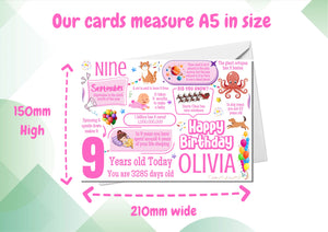 Personalised 9th Birthday Card for her, Daughter, Sister, Granddaughter, Niece