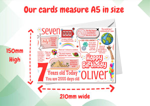Personalised 7th Birthday Card for him, Son, Brother, Grandson, Nephew