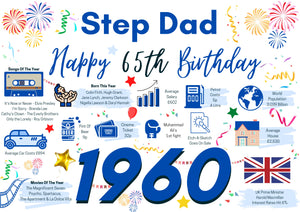 65th Birthday Card For Step Dad, Born In 1960 Facts Milestone