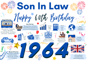 60th Birthday Card For Son In law, Born In 1964 Facts Milestone