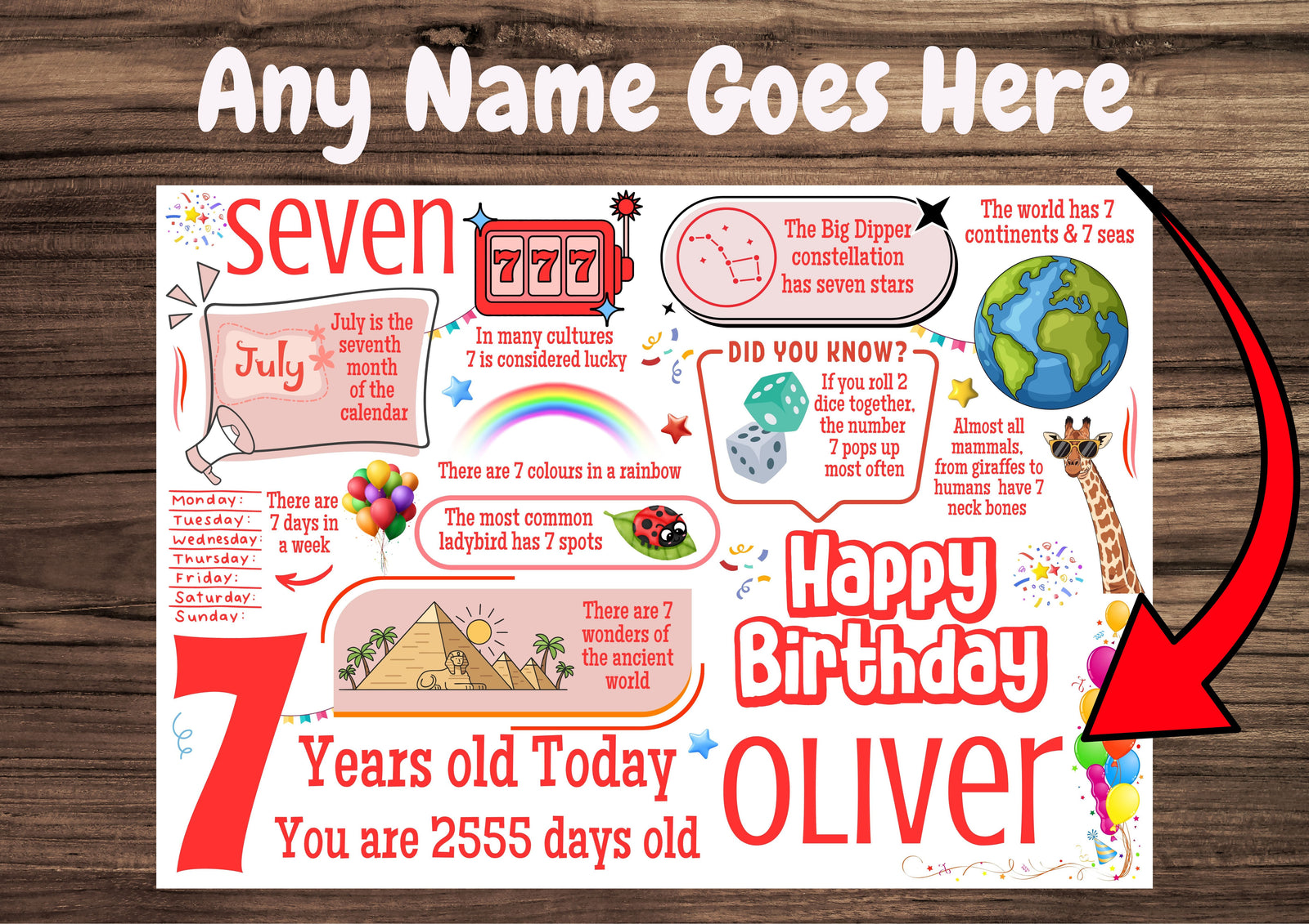 Personalised 7th Birthday Card for him, Son, Brother, Grandson, Nephew