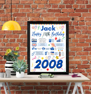 18th birthday gift for him, Personalised Birthday Poster for son brother grandson friend boyfriend