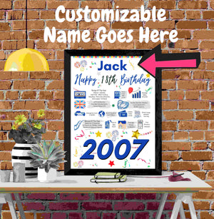 18th birthday gift for him, Personalised Birthday Poster for son brother grandson friend boyfriend