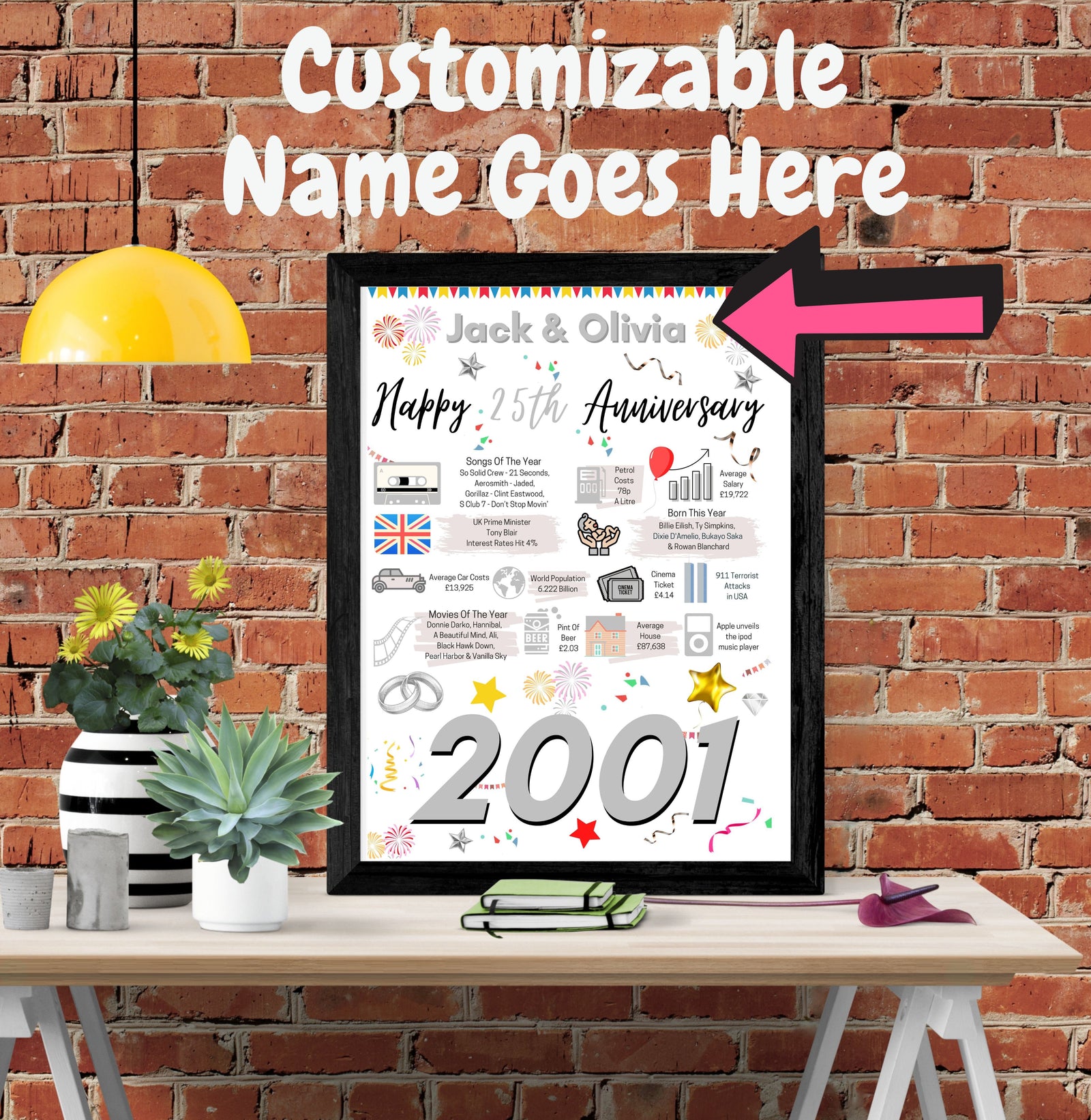 25th WEDDING Anniversary Present, Silver WEDDING Poster